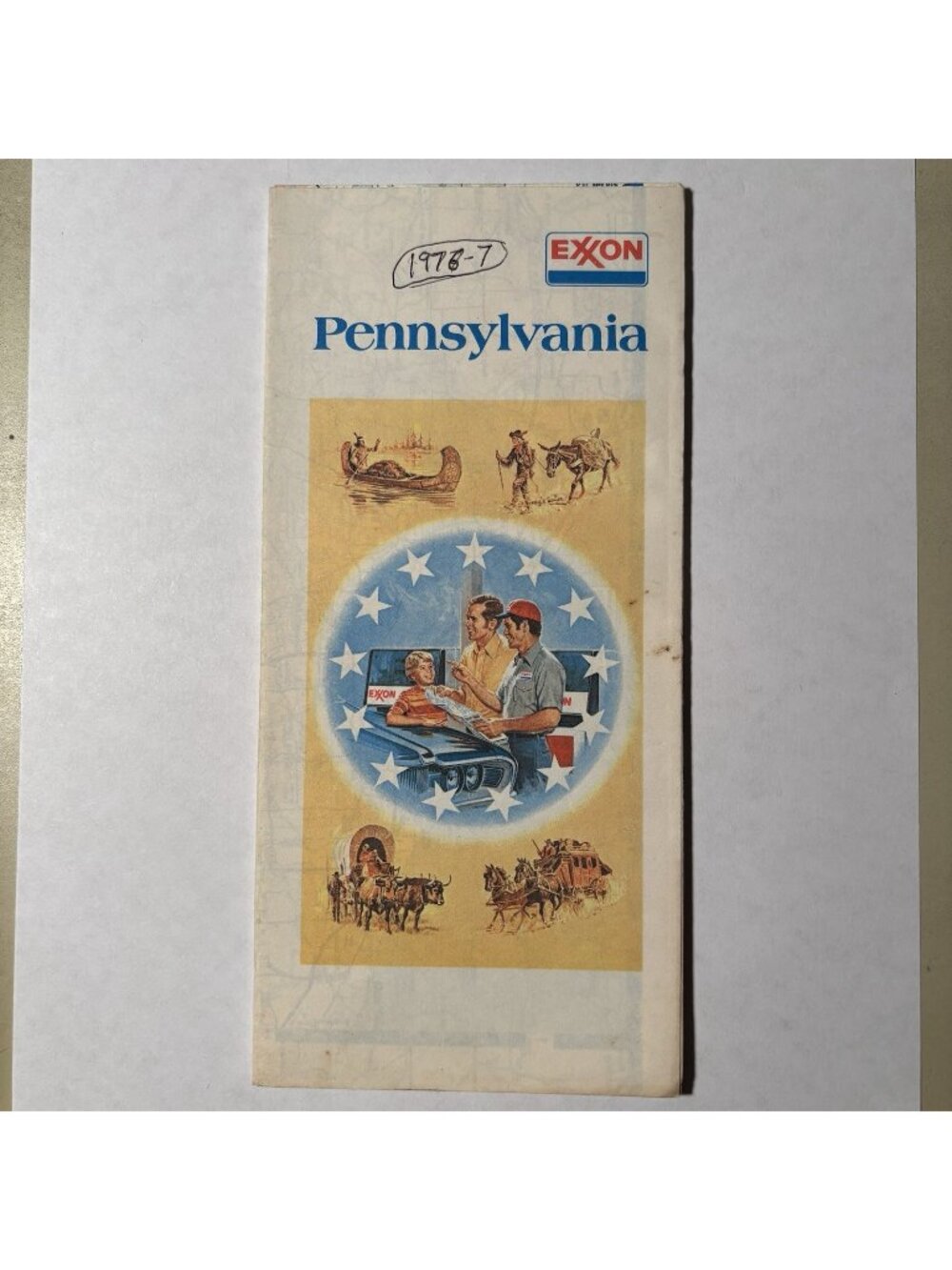 Vintage Exxon Oil Gas Pennsylvania State US Travel Tourism Road Map 1976-77